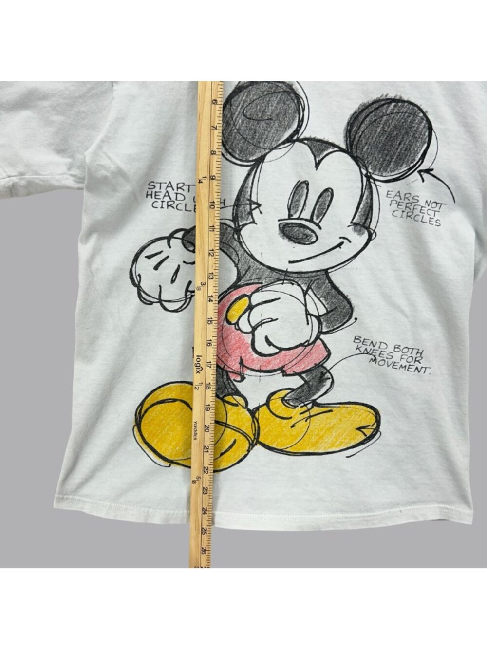 Vintage Disney Mickey Mouse Sketch T Shirt USA Made Double Sided Graphic 90s M - Picture 7 of 9